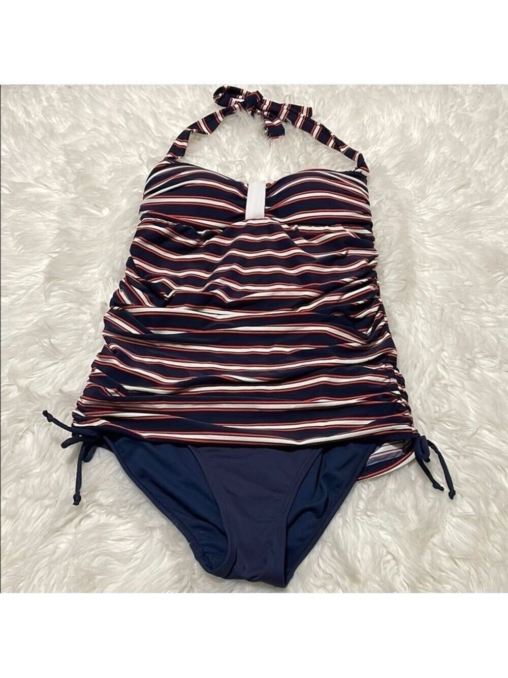 Striped Navy and Red Women’s One Piece Swimsuit Sz 4